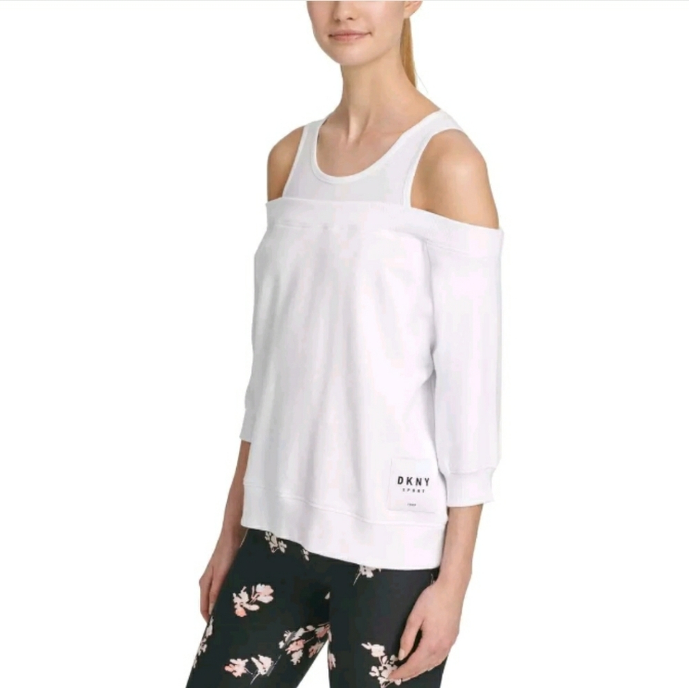 👚DKNY DONNA KAREN Cold shoulder athleisure top